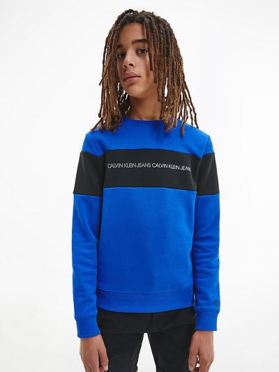Calvin Klein Ruhák HU662404 | Calvin Klein Organic Cotton Colour Block Fiu Pulóver Kék